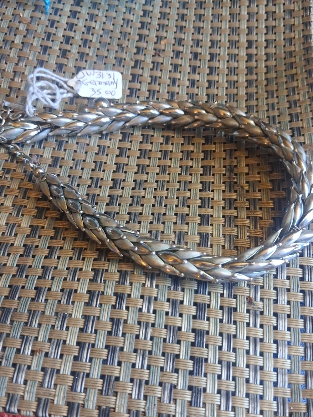 Braided Chunky Silver Tone Necklace ftom the 1950's Made In Germany
